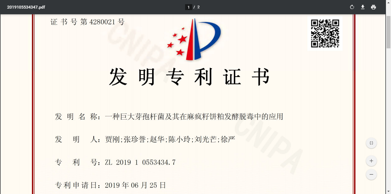 一种巨大芽孢杆菌及其在麻疯籽饼粕发酵脱毒中的应用
